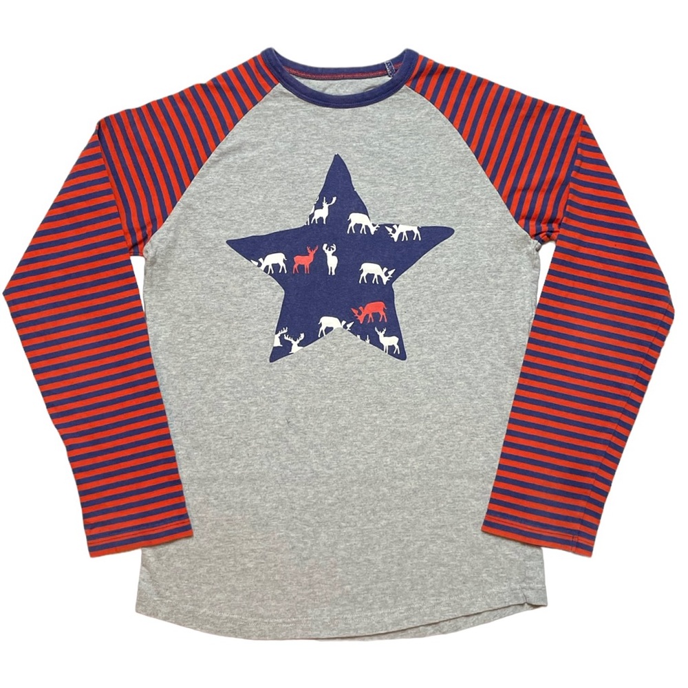Mini Boden Deer Stag Raglan Gray Shirt 9-10
